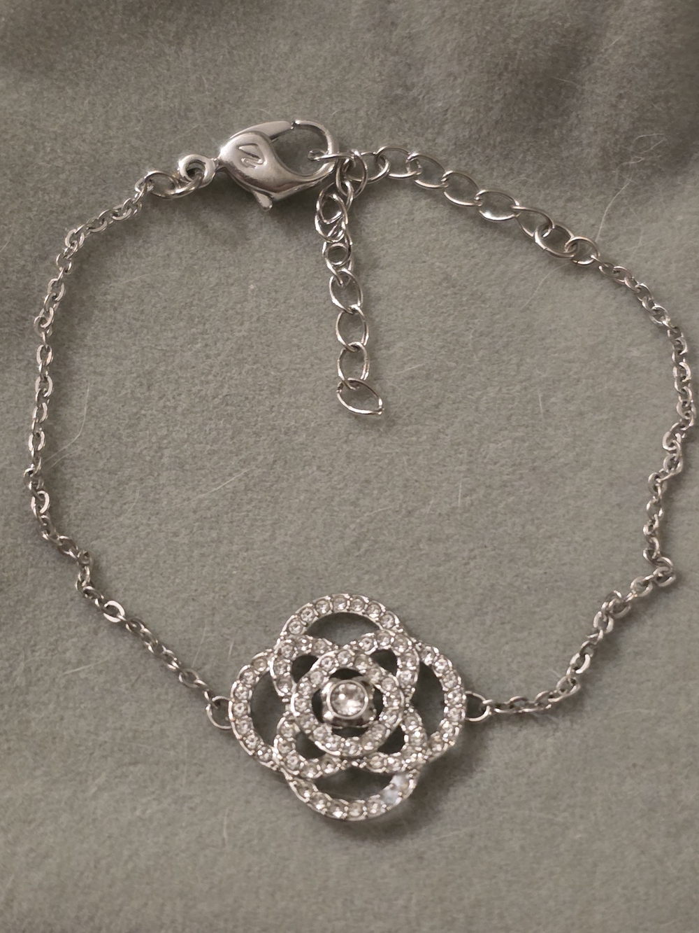 Swarovski Silver Crystal Floral Bracelet